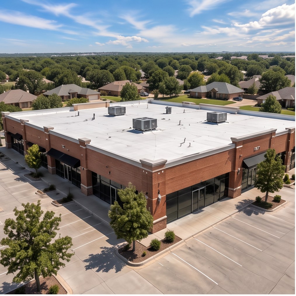 Low-slope brick commercial property example in the Edmond area