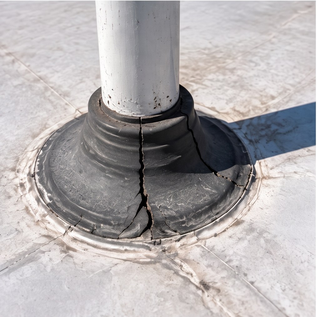Roof pipe flashing junction