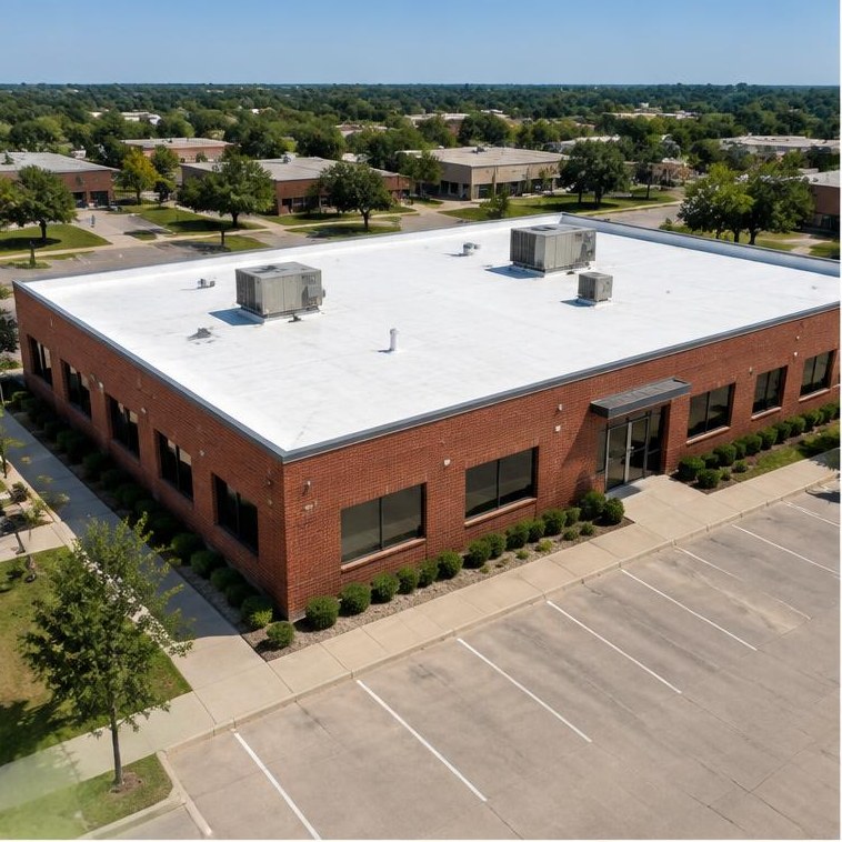 Low-slope brick commercial property example in the Edmond area