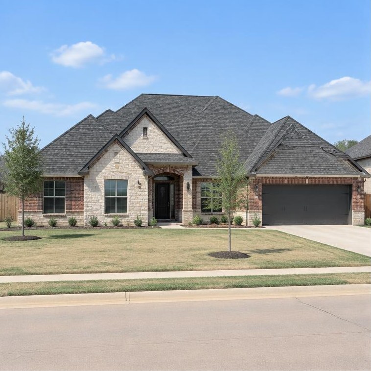 AI-made example of a pitched-roof home with Edmond-area architectural features