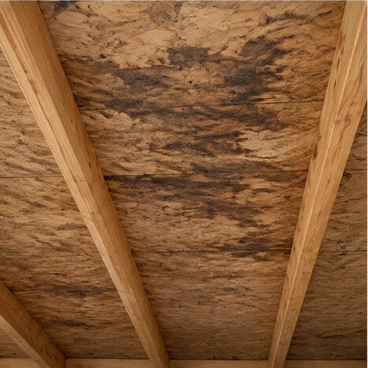 Stained roof decking