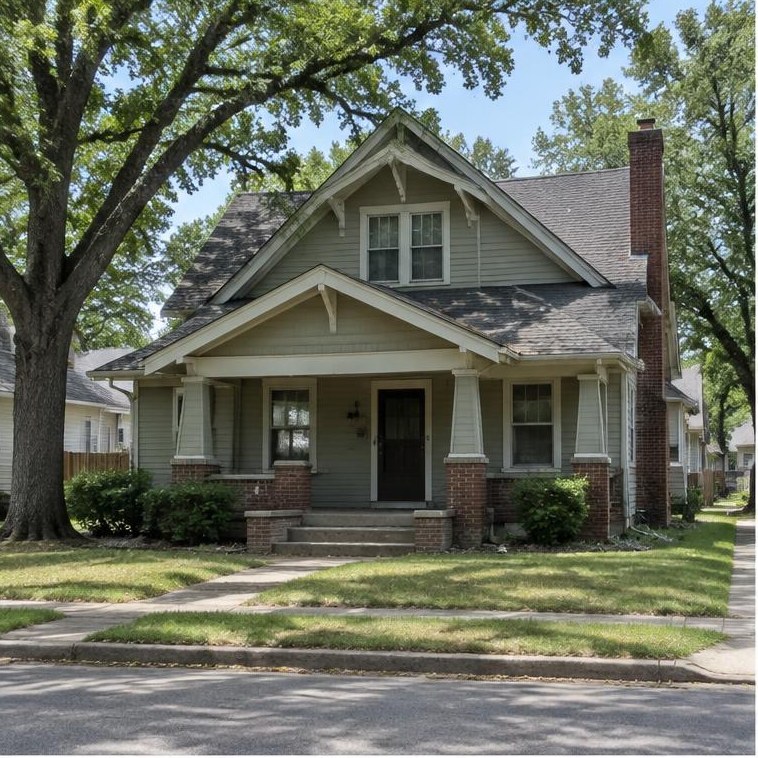 AI-made example of a pitched-roof home with Edmond-area architectural features