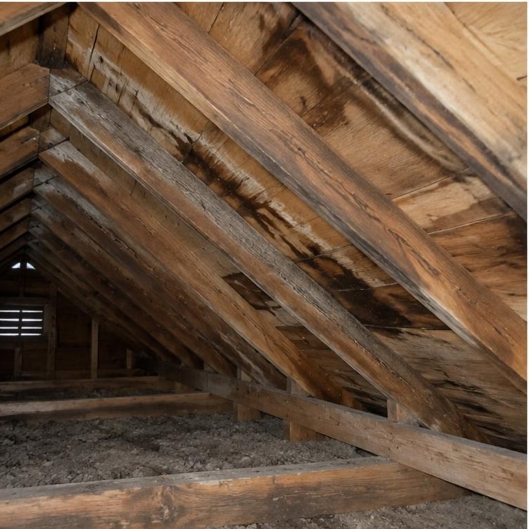 Water stains on roof wood