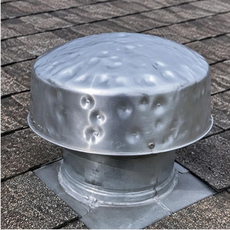 Dented metal vent cap