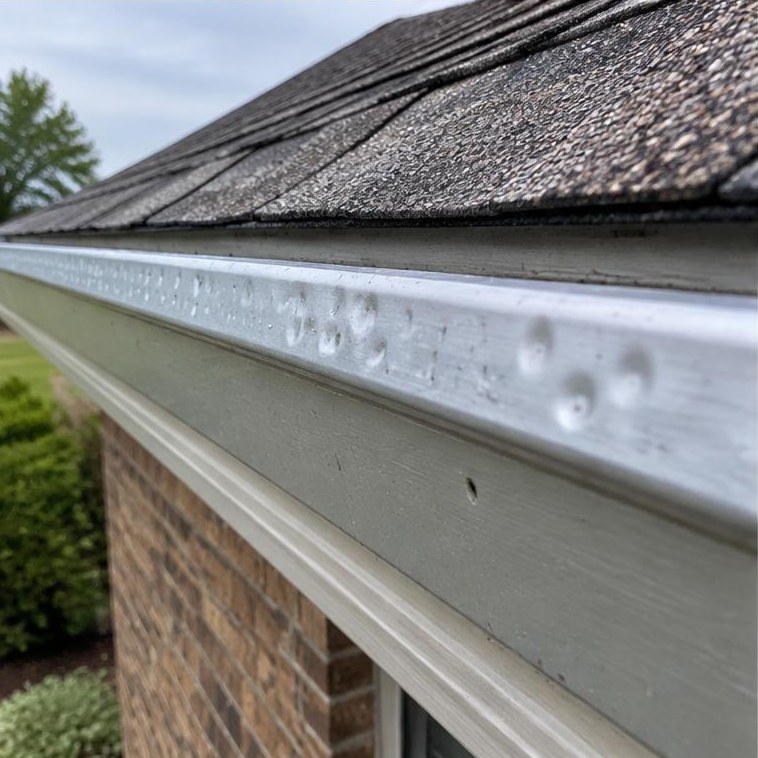 Dented gutter detail