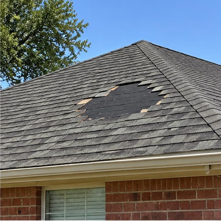 Missing shingles on a slope