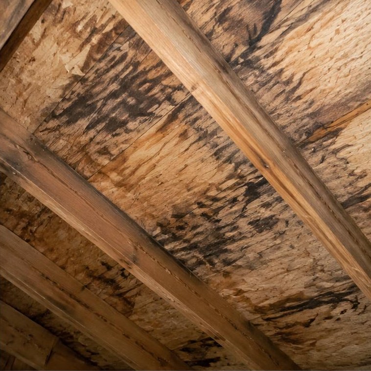 Stained roof decking