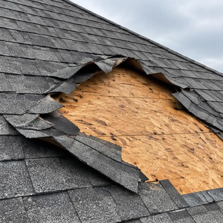 Exposed decking under shingles