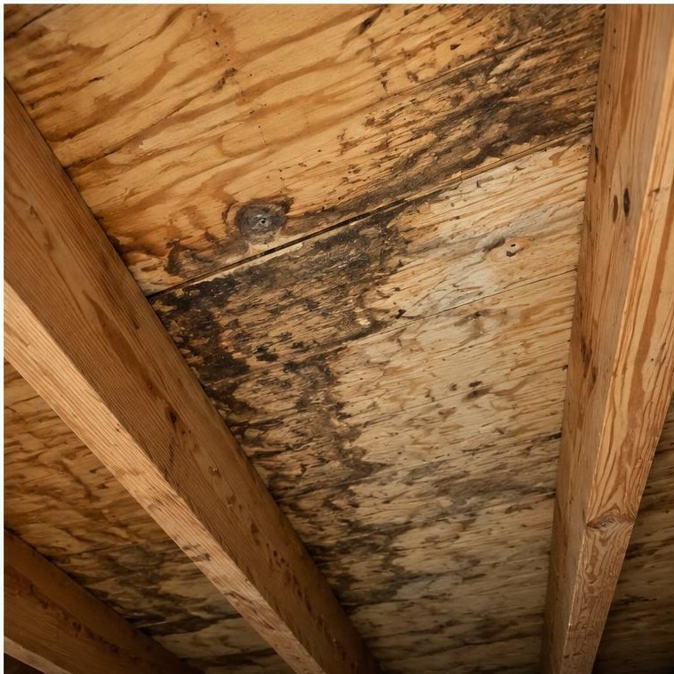 Stained roof decking