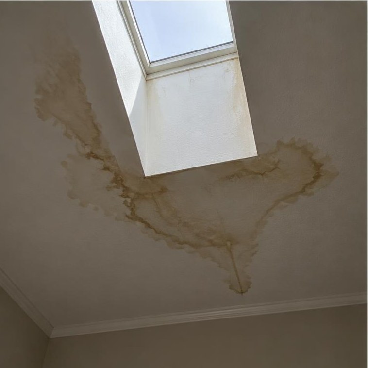 Interior stain near a skylight