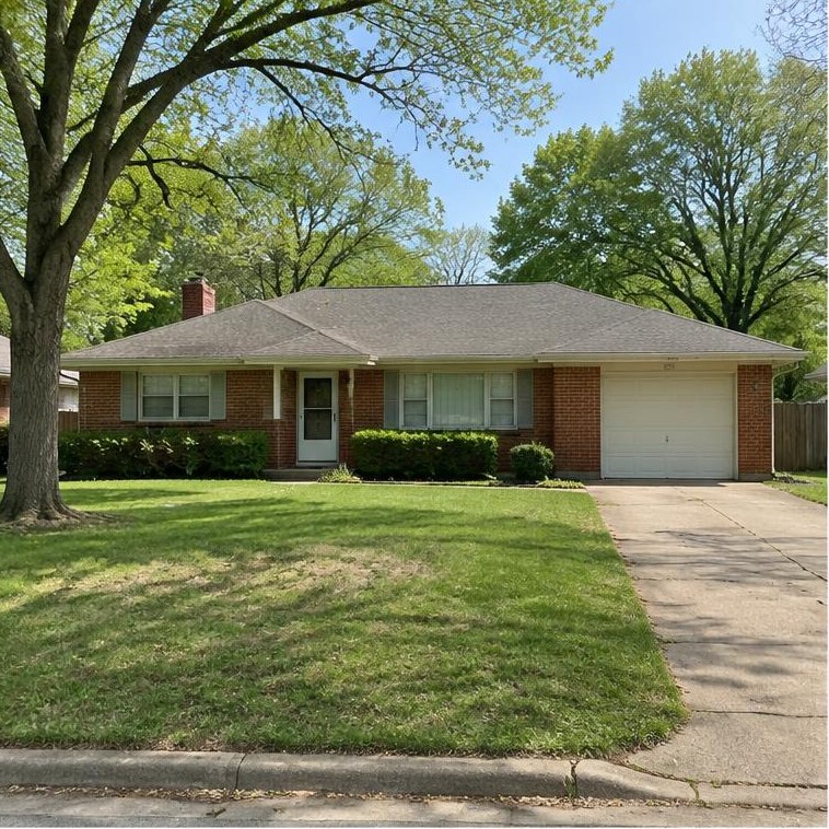 AI-made example of a pitched-roof home with Edmond-area architectural features