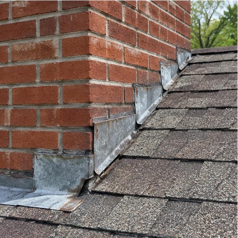 Chimney flashing junction
