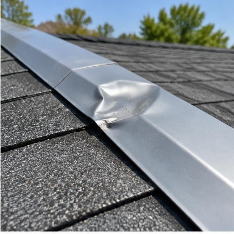 Dented metal roof vent
